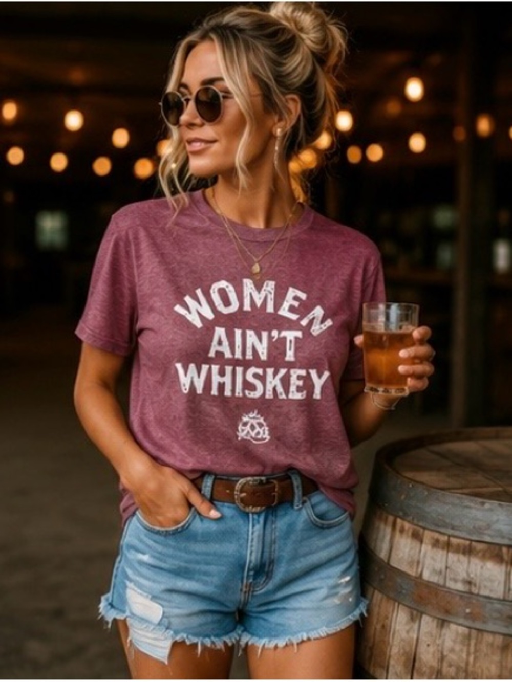 Graphic Tee Size Large Maroon Heather Funny Country Western T-Shirt